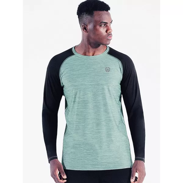 imageNELEUS Mens Dry Fit Long Sleeve Athletic Running Shirts5073 Dark GreyLight GreenRed 3 Pack