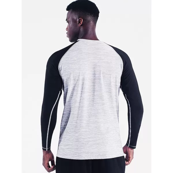 imageNELEUS Mens Dry Fit Long Sleeve Athletic Running Shirts5073 Dark GreyRedLight Grey 3 Pack