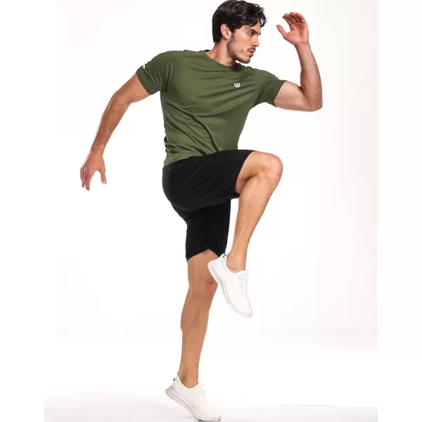 imageNELEUS Mens Dry Fit Mesh Athletic Shirts5016 BlackGreyOlive Green