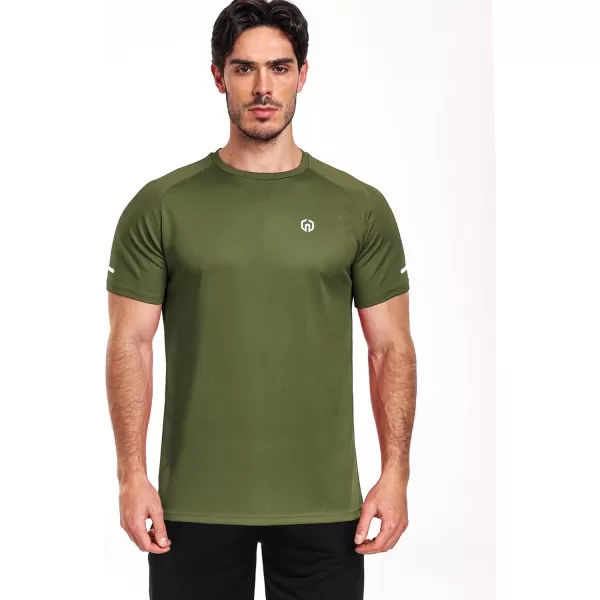 imageNELEUS Mens Dry Fit Mesh Athletic Shirts5016 RedOlive GreenNavy Blue