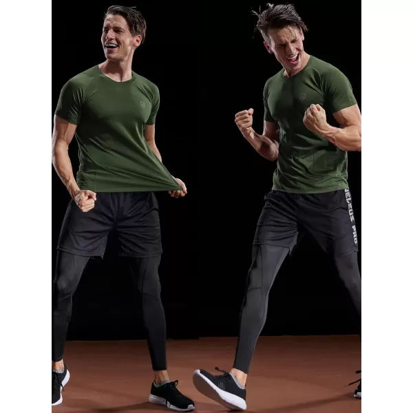 imageNELEUS Mens Dry Fit Mesh Athletic Shirts5033 3 Pack Black grey olive Green