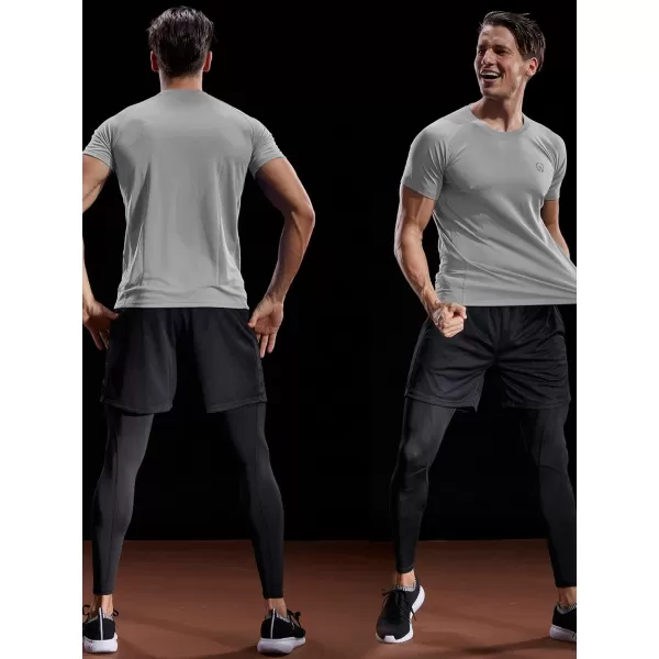 imageNELEUS Mens Dry Fit Mesh Athletic Shirts5033 3 Pack Black grey olive Green