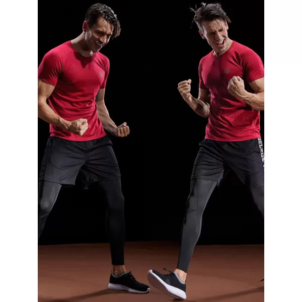 imageNELEUS Mens Dry Fit Mesh Athletic Shirts5033 3 Pack Black grey red