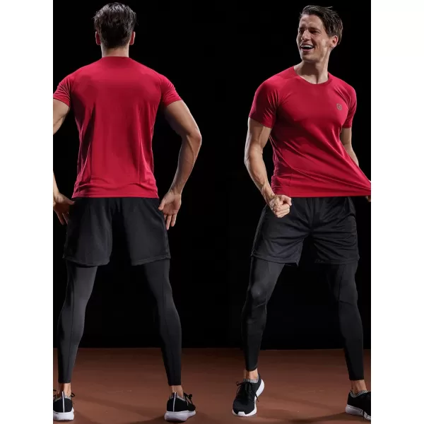 imageNELEUS Mens Dry Fit Mesh Athletic Shirts5033 3 Pack Black red blue