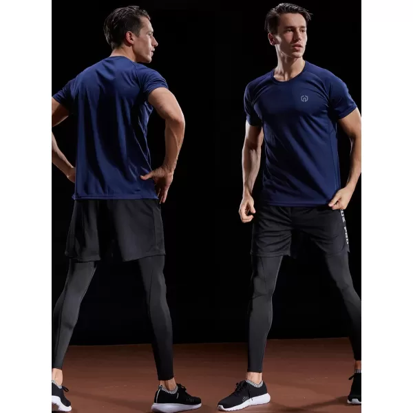 imageNELEUS Mens Dry Fit Mesh Athletic Shirts5033 3 Packblack grey navy Blue