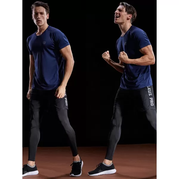 imageNELEUS Mens Dry Fit Mesh Athletic Shirts5033 3 Packblue olive Green navy Blue
