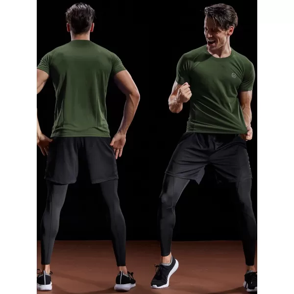 imageNELEUS Mens Dry Fit Mesh Athletic Shirts5033 3 Packblue olive Green navy Blue