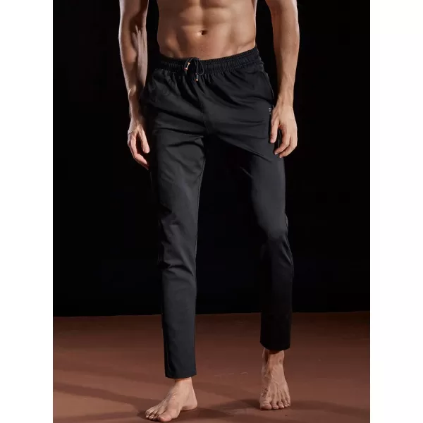 imageNELEUS Mens Workout Athletic Running Tapered Pants7006 2 Pack Black