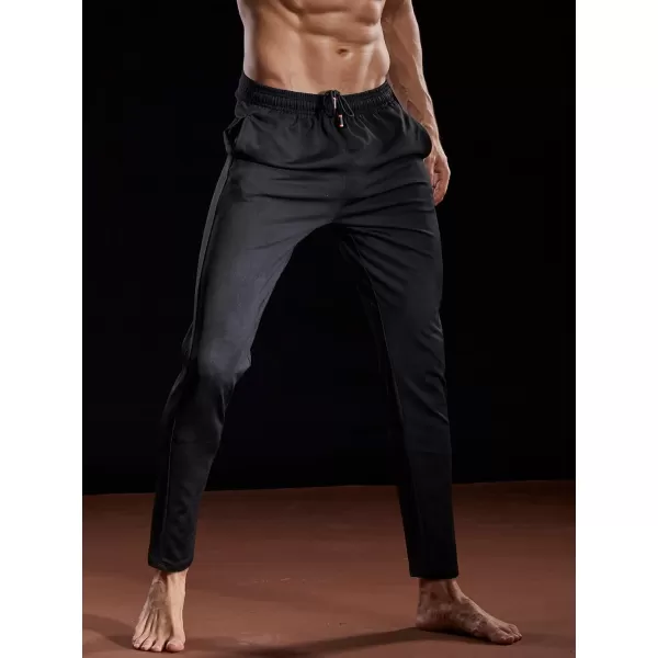 imageNELEUS Mens Workout Athletic Running Tapered Pants7006 2 Pack Black