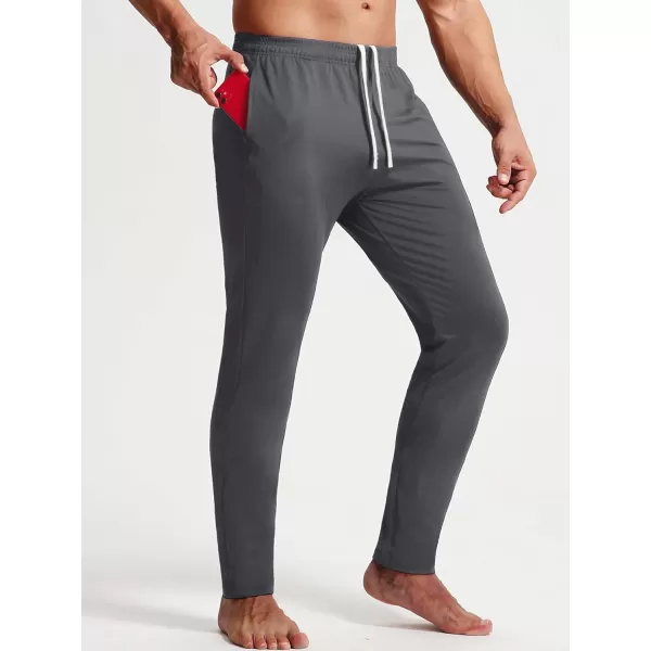 imageNELEUS Mens Workout Athletic Running Tapered Pants7016 BlackGrey 2 Pack