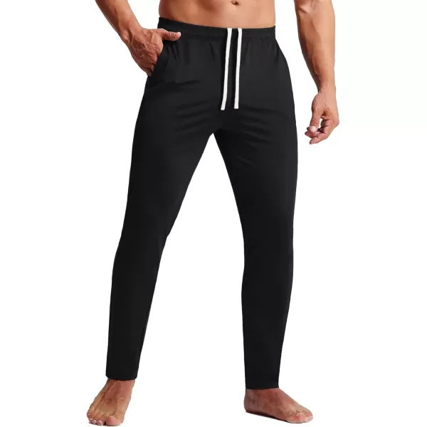 imageNELEUS Mens Workout Athletic Running Tapered Pants7016 BlackNavy Blue 2 Pack
