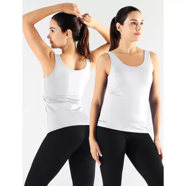 imageNELEUS Womens 3 Pack Compression Tank Top Support Yoga Bra with Cups Athletic Running Shirts8087 BlackBlueWhite