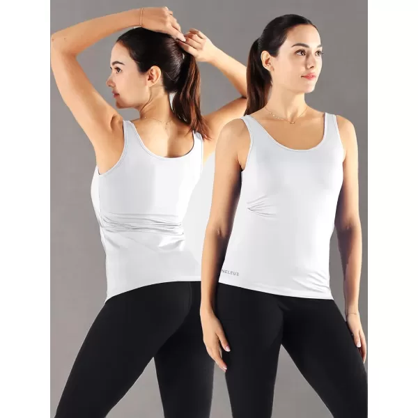 imageNELEUS Womens 3 Pack Compression Tank Top Support Yoga Bra with Cups Athletic Running Shirts8087 BlackBlueWhite