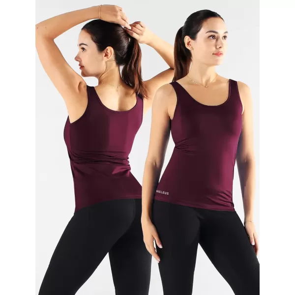 imageNELEUS Womens 3 Pack Compression Tank Top Support Yoga Bra with Cups Athletic Running Shirts8087 BlackGreyRed