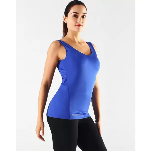 imageNELEUS Womens 3 Pack Compression Tank Top Support Yoga Bra with Cups Athletic Running Shirts8199 BlackGreyBlue