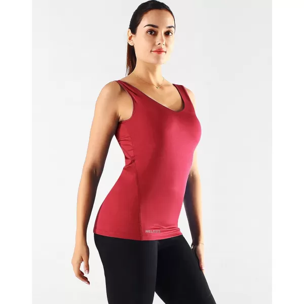 imageNELEUS Womens 3 Pack Compression Tank Top Support Yoga Bra with Cups Athletic Running Shirts8199 BlackGreyRed