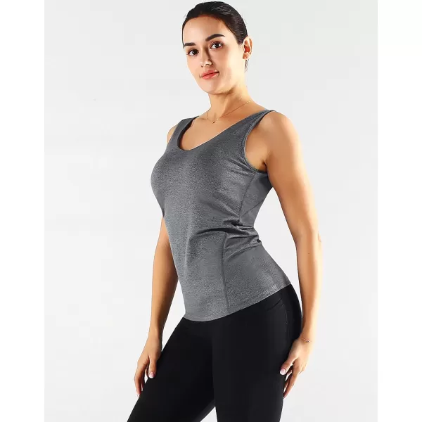 imageNELEUS Womens 3 Pack Compression Tank Top Support Yoga Bra with Cups Athletic Running Shirts8199 BlackGreyWhite