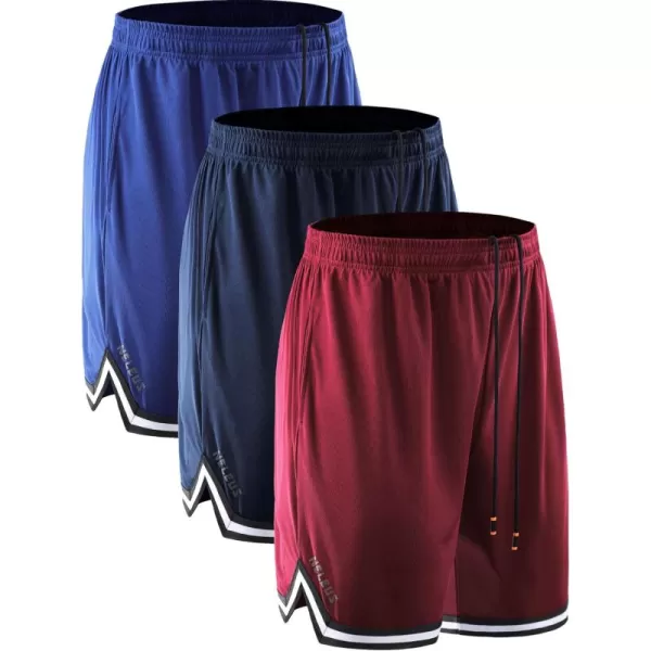 imageNELEUS Mens 7 inch Lightweight Workout Running Shorts with Pockets6085 3 Pack blueRedNavy