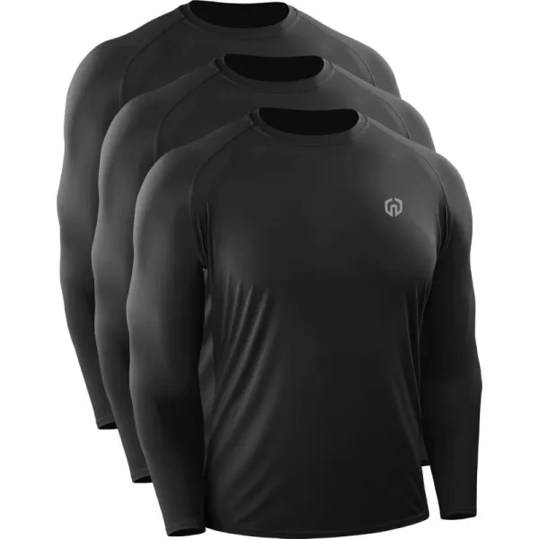 imageNELEUS Mens Dry Fit Long Sleeve Athletic Running Shirts5060 BlackBlackBlack 3 Pack