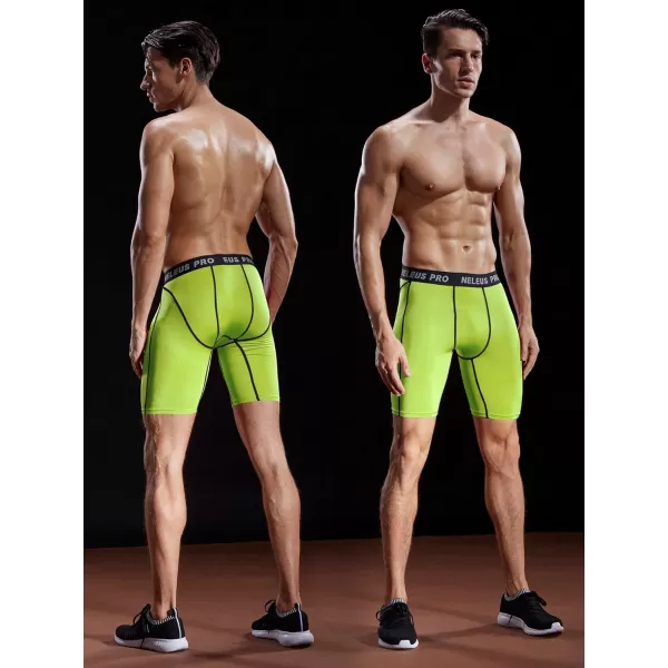 imageNELEUS 3 or 6 Pack Compression Shorts for Men Spandex Sport Shorts Running Athletic Workout Performance Baselayer Underwear047 BlueRedGreen 3 Pack