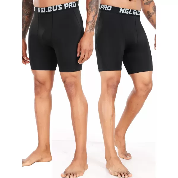 imageNELEUS 3 or 6 Pack Compression Shorts for Men Spandex Sport Shorts Running Athletic Workout Performance Baselayer Underwear6011 Black 3 Pcs grey 3 Pcs