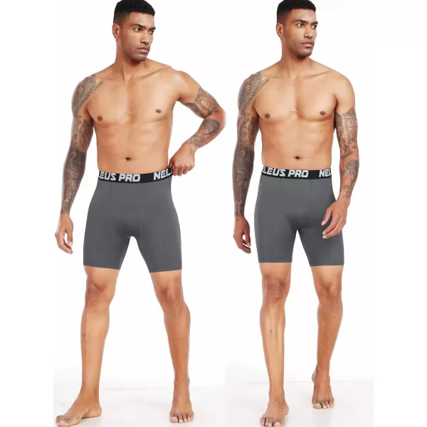 imageNELEUS 3 or 6 Pack Compression Shorts for Men Spandex Sport Shorts Running Athletic Workout Performance Baselayer Underwear6011 Black 3 Pcs grey 3 Pcs