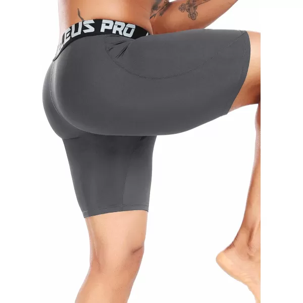imageNELEUS 3 or 6 Pack Compression Shorts for Men Spandex Sport Shorts Running Athletic Workout Performance Baselayer Underwear6011 Black 3 Pcs grey 3 Pcs