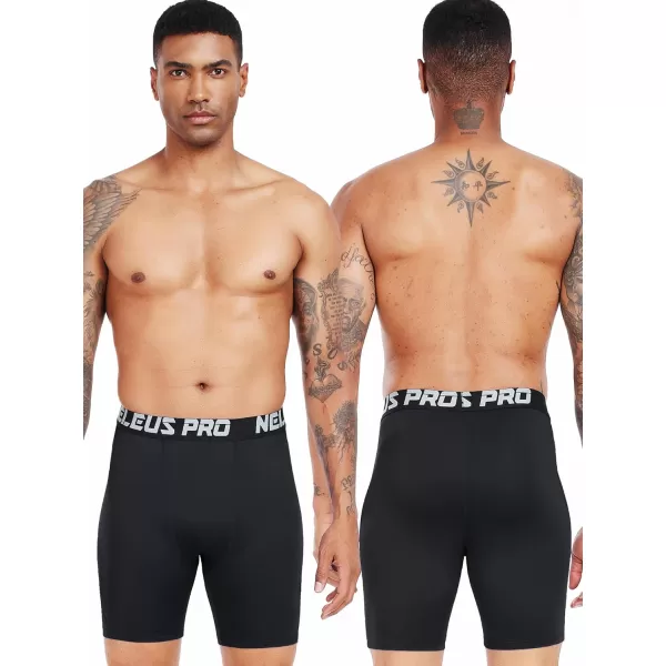 imageNELEUS 3 or 6 Pack Compression Shorts for Men Spandex Sport Shorts Running Athletic Workout Performance Baselayer Underwear6011 Black 3 Pcs grey 3 Pcs