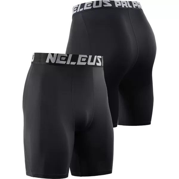 imageNELEUS 3 or 6 Pack Compression Shorts for Men Spandex Sport Shorts Running Athletic Workout Performance Baselayer Underwear6011 Black 6 Pcs