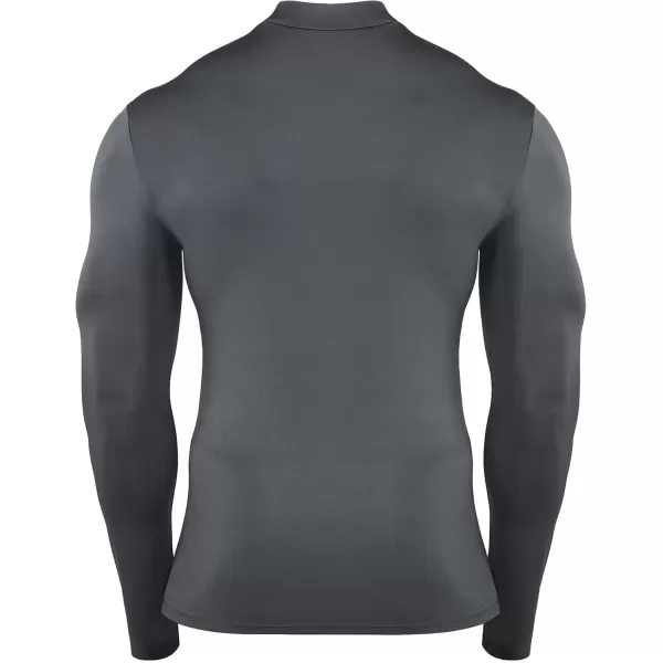 imageNELEUS 4 Pack Mens Workout Long Sleeve Shirts Compression Dry Fit Muscle Tops5024 Mock Neckblack grey navy red