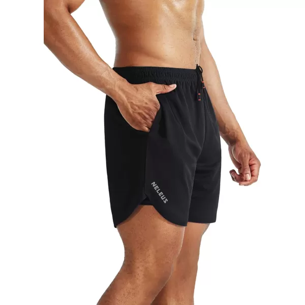 imageNELEUS Mens 2 in 1 Running Shorts with LinerDry Fit Workout Shorts with Pockets6070 BlackBlack 2 Pack