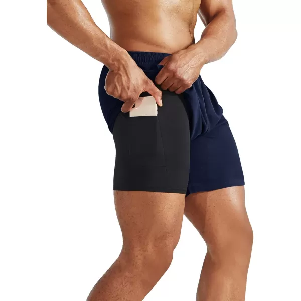 imageNELEUS Mens 2 in 1 Running Shorts with LinerDry Fit Workout Shorts with Pockets6070 BlackGreyNavy Blue 3 Pack