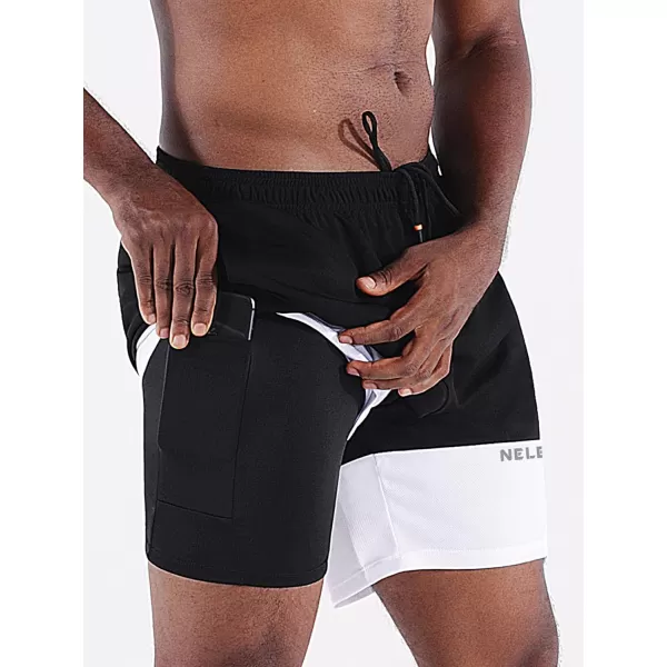 imageNELEUS Mens 2 in 1 Running Shorts with LinerDry Fit Workout Shorts with Pockets6094 BlackBlack 2 Pack