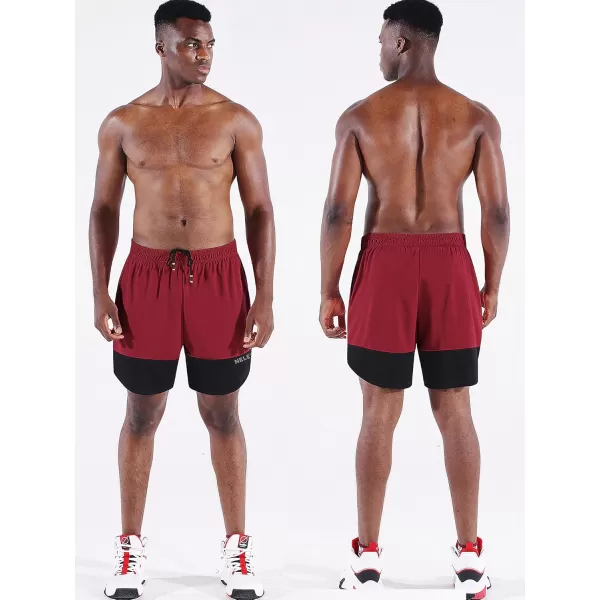 imageNELEUS Mens 2 in 1 Running Shorts with LinerDry Fit Workout Shorts with Pockets6094 BlackGreyRed 3 Pack