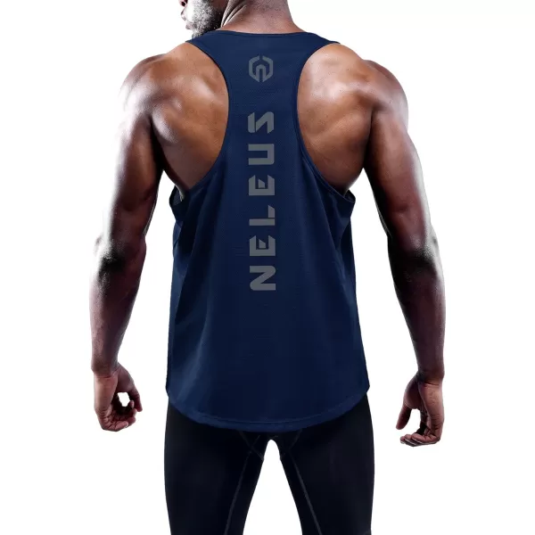 imageNELEUS Mens 3 Pack Dry Fit YBack Muscle Tank Top5031 3 Pack Black blue navy