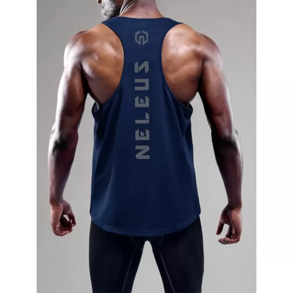 imageNELEUS Mens 3 Pack Dry Fit YBack Muscle Tank Top5031 3 Pack Black blue navy