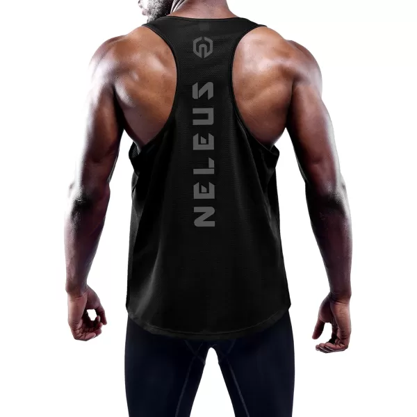 imageNELEUS Mens 3 Pack Dry Fit YBack Muscle Tank Top5031 3 Pack Black grey blue