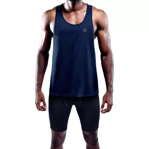 imageNELEUS Mens 3 Pack Dry Fit YBack Muscle Tank Top5031 3 Pack Black grey navy Blue