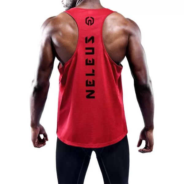imageNELEUS Mens 3 Pack Dry Fit YBack Muscle Tank Top5031 3 Pack Red yellow navy