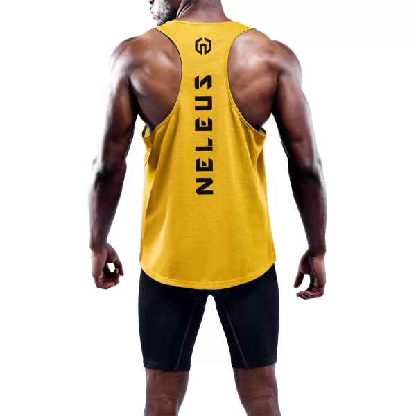 imageNELEUS Mens 3 Pack Dry Fit YBack Muscle Tank Top5031 3 Pack Red yellow navy
