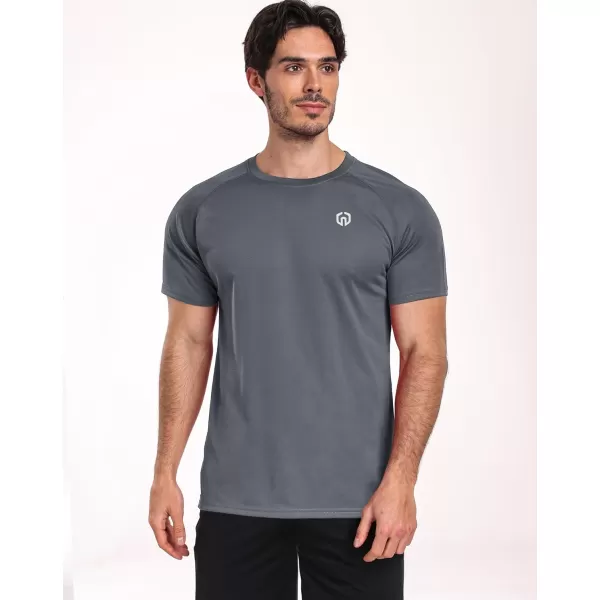 imageNELEUS Mens Dry Fit Athletic Running Shirt5012 BlackGreyNavy Blue