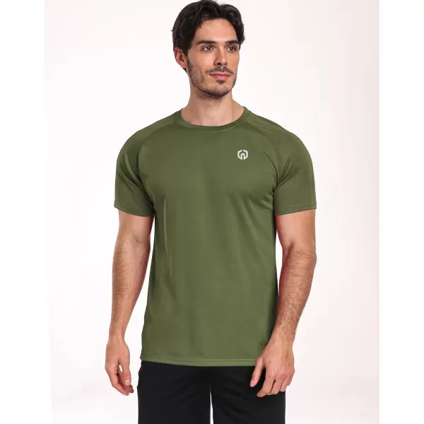 imageNELEUS Mens Dry Fit Athletic Running Shirt5012 BlackGreyOlive Green