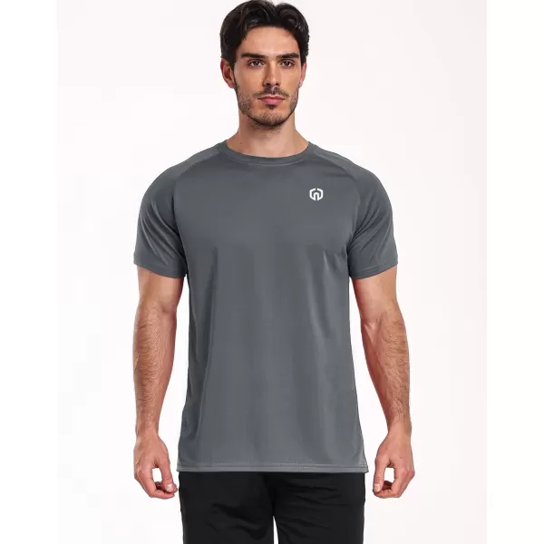 imageNELEUS Mens Dry Fit Athletic Running Shirt5012 BlackGreyOlive Green