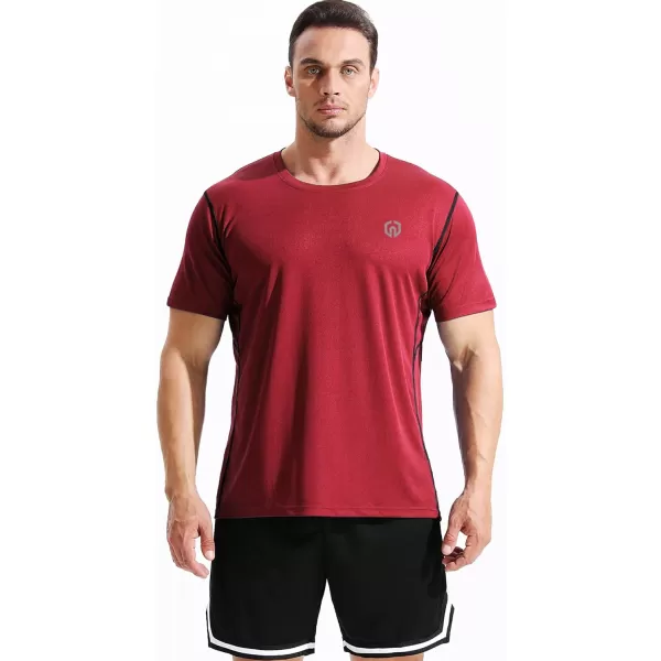 imageNELEUS Mens Dry Fit Athletic Running ShirtZ027 BlackBlueRed 3 Pack