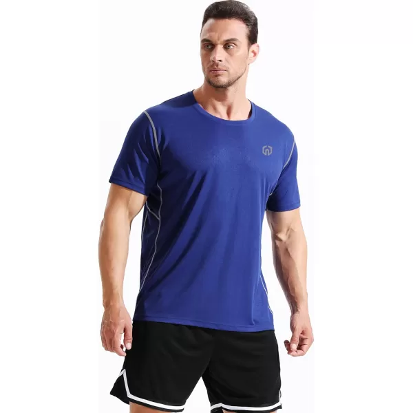 imageNELEUS Mens Dry Fit Athletic Running ShirtZ027 BlackBlueRed 3 Pack