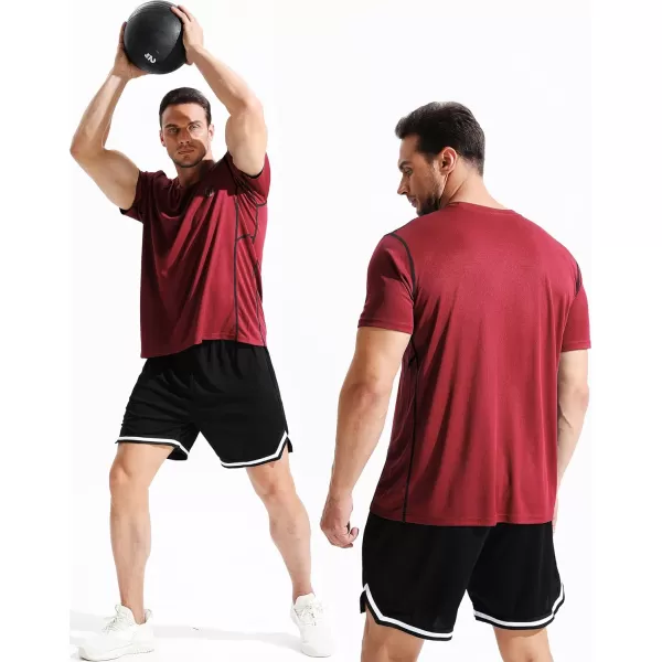 imageNELEUS Mens Dry Fit Athletic Running ShirtZ027 BlackBlueRed 3 Pack