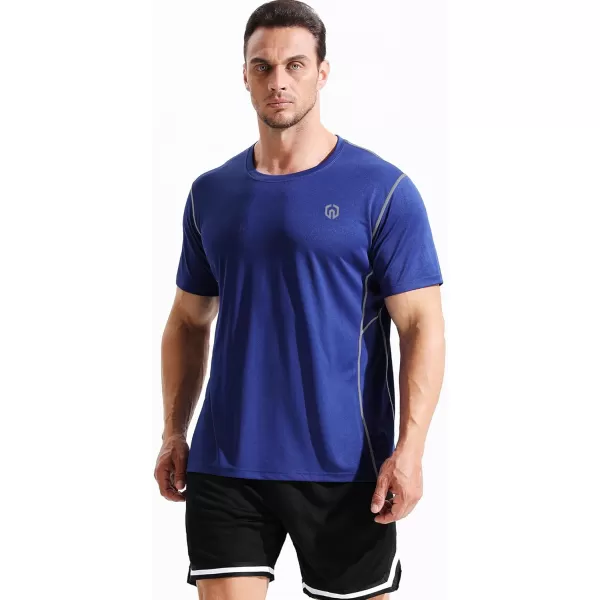 imageNELEUS Mens Dry Fit Athletic Running ShirtZ027 BlackGreyBlue 3 Pack