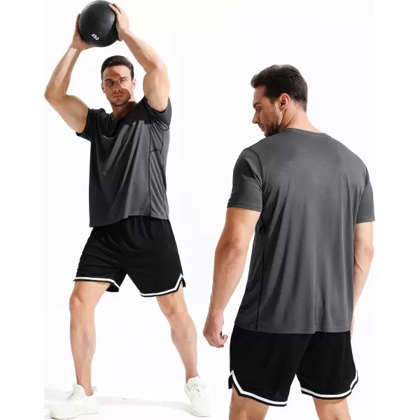imageNELEUS Mens Dry Fit Athletic Running ShirtZ027 BlackGreyBlue 3 Pack