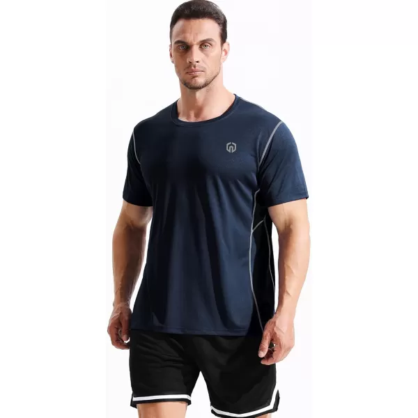 imageNELEUS Mens Dry Fit Athletic Running ShirtZ027 BlackGreyNavy Blue 3 Pack