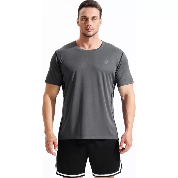 imageNELEUS Mens Dry Fit Athletic Running ShirtZ027 BlackGreyOlive Green 3 Pack